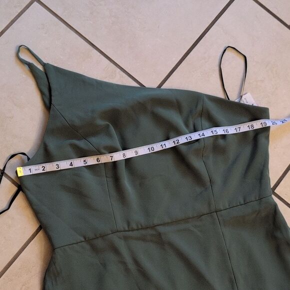NWT After Six Skinny One-Shoulder Trumpet Gown Front Slit Vineyard Green Size 16 - Picture 7 of 15